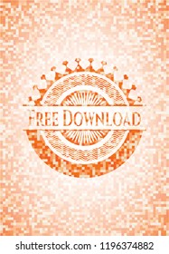 Free Download orange mosaic emblem with background