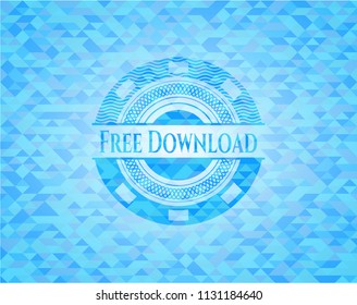 Free Download realistic sky blue emblem. Mosaic background