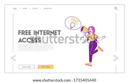 Free Download Services and Internet Content Piracy Landing Page Template. Woman Crying to Loudspeaker, People Using Torrent for Transfer Files. Internet Technologies. Linear Vector Illustration