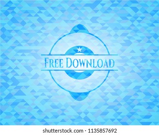 Free Download sky blue emblem with mosaic ecological style background