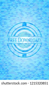 Free Download sky blue emblem with mosaic background