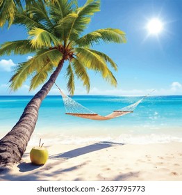 Free Download Summer Beach Background in Flat Design Style - Tropical Summer Background – Free Vector Download Available - Minimalist Summer Background with Palm Trees – Free to Download