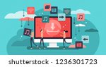 Free download vector illustration. Banner with stream or upload meaning. Stylized concept for torrent data piracy from servers, online media shopping, file transfer and sharing. Modern people life.