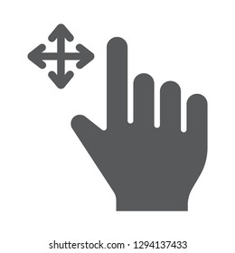 Free drag glyph icon, gesture and hand, swipe sign, vector graphics, a solid pattern on a white background, eps 10.