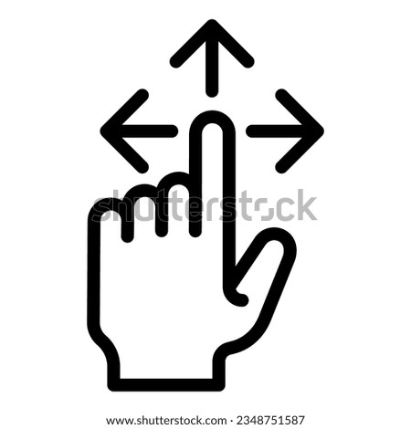 Free drag line icon. Transfer with touch vector illustration isolated on white. Click outline style designed for and app. Eps 10.