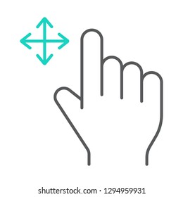 Free drag thin line icon, gesture and hand, swipe sign, vector graphics, a linear pattern on a white background, eps 10.