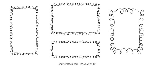 Free drawn rectangular empty frames collection. Simple doodle isolated vector illustration for decor and design.
