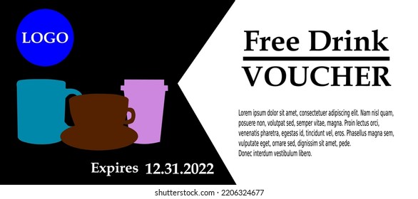 Free Drink Voucher Design. Vector Illustration.