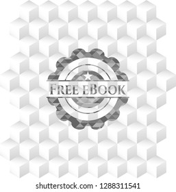Free eBook grey emblem with cube white background