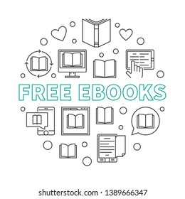 Free eBooks vector concept round illustration in outine style