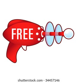 Free e-commerce icon on laser raygun vector illustration in retro 1950's style
