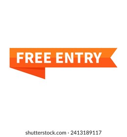 Free Entry Orange Ribbon Rectangle Shape For Promotion Business Marketing Information Social Media Announcement
