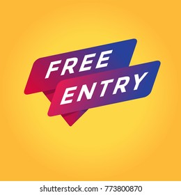 Free entry tag sign. vector