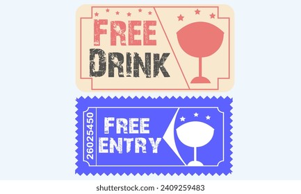 free entry ticket for event or cinema vector illustration