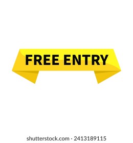 Free Entry Yellow Ribbon Rectangle Shape For Promotion Business Marketing Information Social Media Announcement
