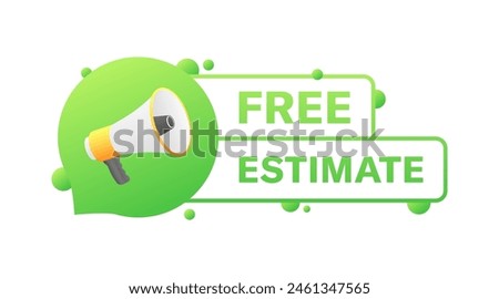 Free estimate banner icon. Flat style. Vector icon