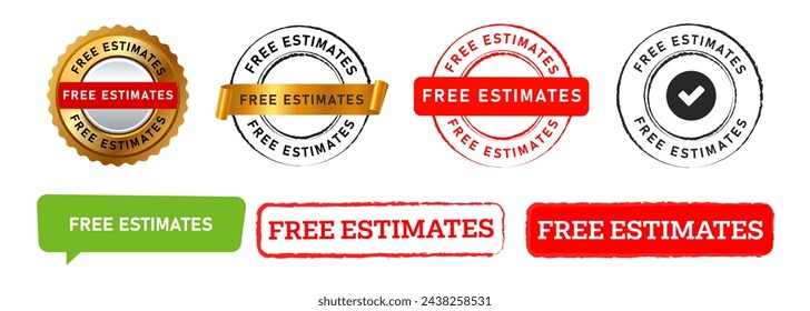 free estimates rectangle circle stamp and gold seal badge sign mark product marketing