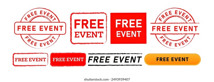 free event rubber stamp button label sticker sign for announcement party entertainment