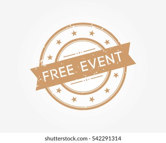 free event. stamp sign brown