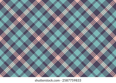 Free fabric seamless check, cosy tartan background texture. Japan plaid vector pattern textile in pastel and teal colors palette.