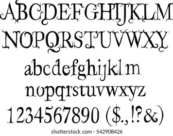 Free fairy font - Alphabet, Numbers, Symbols - Vector