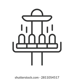 Free fall ride icon in line design. free fall ride, drop tower, amusement park on white background vector. Editable stroke icon.