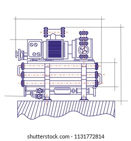 free fantasy drawing of a refrigerating machine.