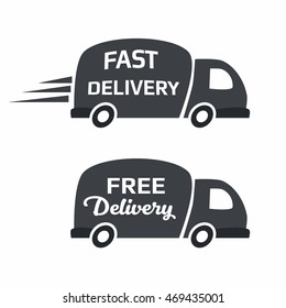 Free and fast delivery car icon set