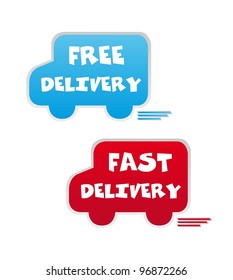 free and fast delivery icons over white background. vector