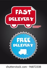 free and fast delivery icons over white background. vector
