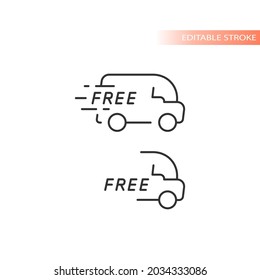 Free and fast delivery van line vector icon. Shipping truck symbol.