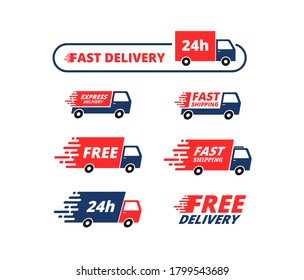 free fast delivery vector design. red and navy color.