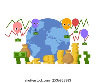 Free financial market. Vector simple color flat illustration.