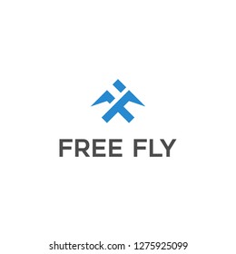 Free fly initial F F logo design template with bird
