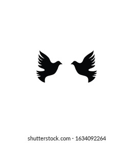 A free flying vector icon logo Silhouette two dove symbol