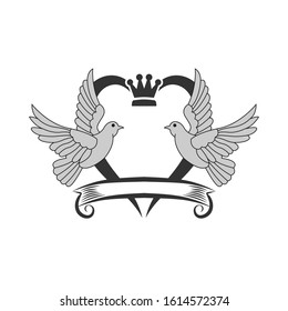 A free flying vector white dove bird symbol.emblem vector