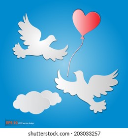 A free flying vector white dove love symbol.