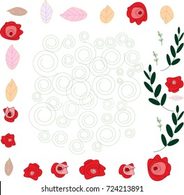 Free form roses and leaf.Pattern and abstract background.