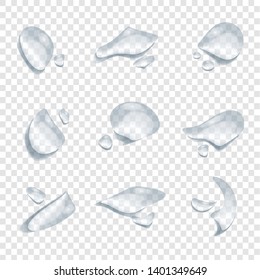 Free form shape of water drops vector on transparency background, Glass bubble drop condensation surface, element design clean crystal drop splash