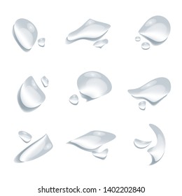 Free form shape of water drops vector on white background, Glass bubble drop condensation surface, element design clean crystal drop splash