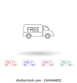 Free freight trip multi color icon. Simple thin line, outline vector of logistic icons for ui and ux, website or mobile application