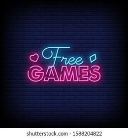 Free Games Neon Signs Style Text Vector