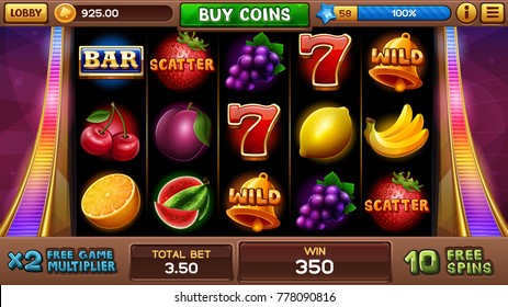 Free games screen for slots game. Vector illustration