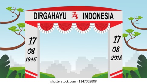 Free Gate Design 6 Special Indonesia Independence Day 73 th Flag red and white