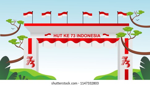 Free Gate Design 8 Special Indonesia Independence Day 73 th Flag red and white