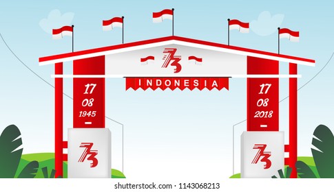 Free Gate Design Special Indonesia Independence Day 73 TH Flag red and white