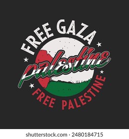 free gaza free palestina citas tipografía diseño de camiseta, logo tipo palestina afiche del Vector de la bandera.