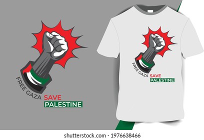 Free gaza free palestine typography t-shirt design print ready template 