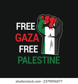 Free Gaza Free Palestine. Palestine Typography T-shirt design, Palestine Poster, Banner, Flag