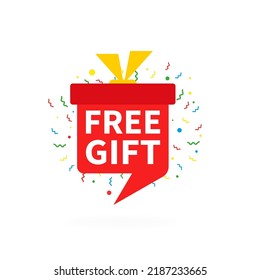 Free gift. Box banner. Vector illustration